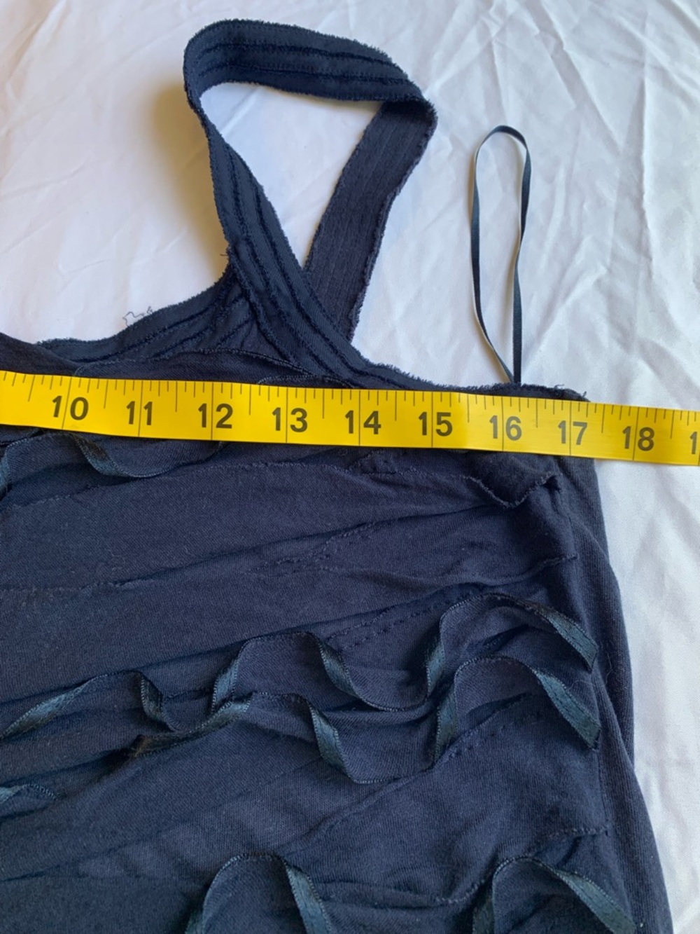Express Navy Ruffled Front Tank Top - Picture 3 of 7